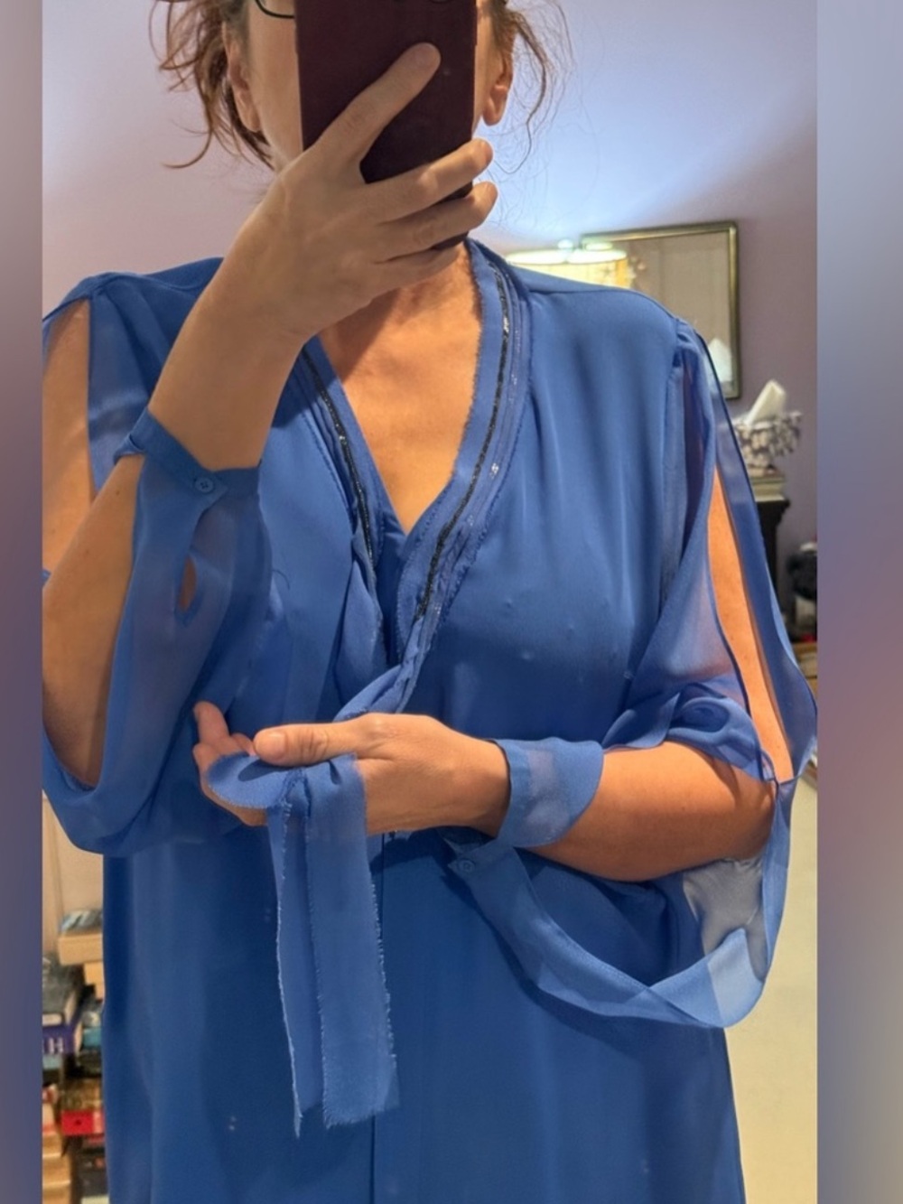 30% OFF Elie Tahari Elegant Silk Blouse with Partially ‘Split’ Sleeves, Medium